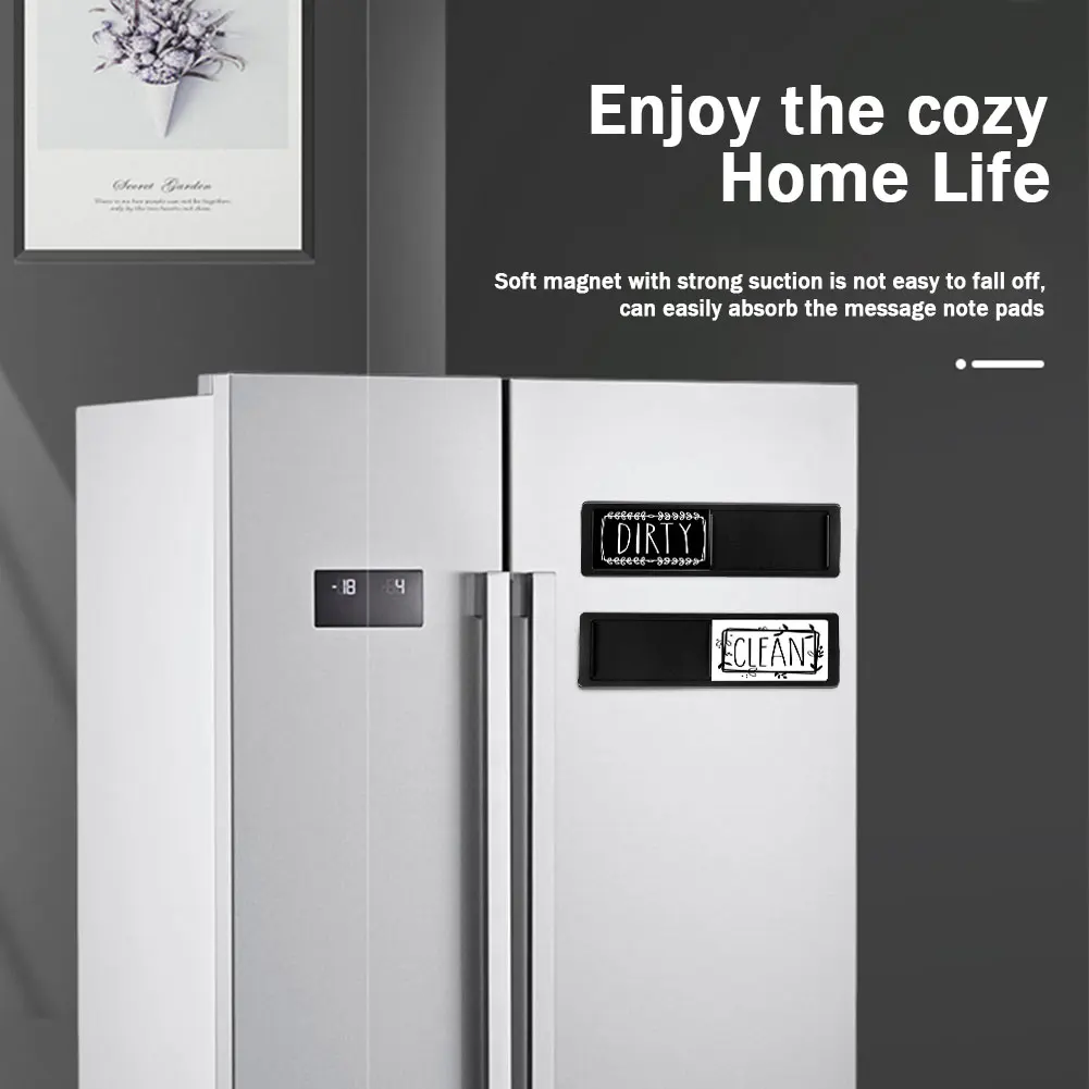 Clean Dirty Magnetic Indicator Sign Easy To Read Magnetic Dishwasher Sign Non-Scratch Dishwasher Refrigerator Magnet for Kitchen