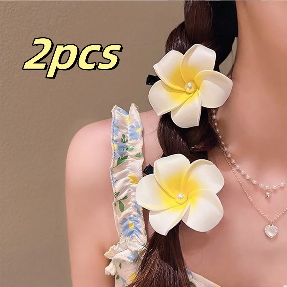 Beach Seaside Simulation White Plumeria Hairpin Best Travel Holidays Bridal Headdress Hair Accessories for Women Girl