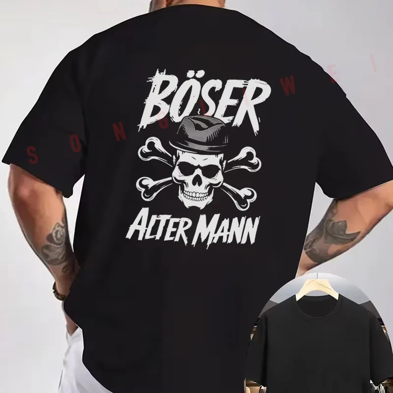Vintage Skull Print Motorcycle T-Shirt back Print Men's Short sleeve O-neck Summer Casual Fashion Tops Tee