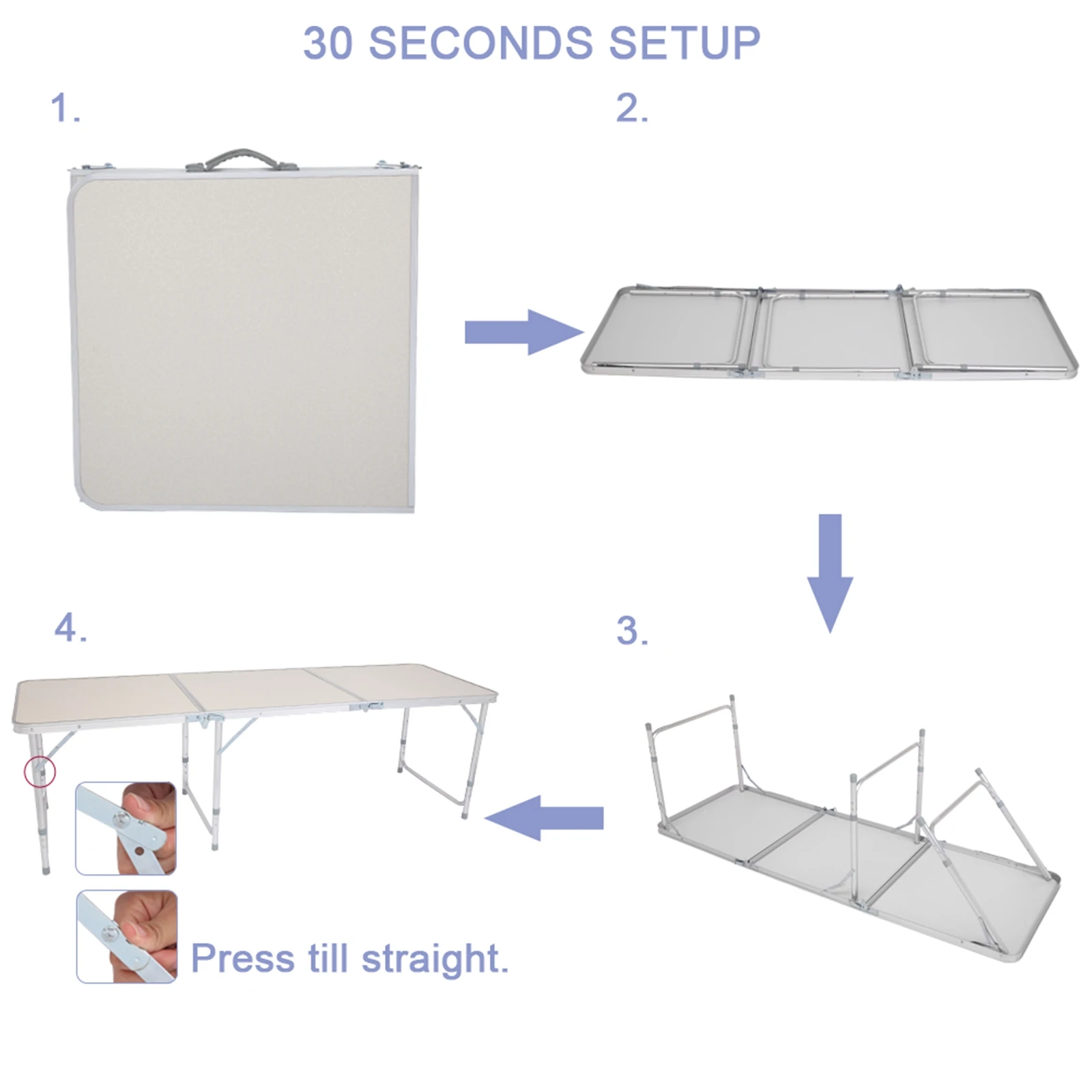 6 قدم طويلة المحمولة البلاستيك للطي متعددة الأغراض فائدة نزهة الجدول مع مسحوق المغلفة الصلب الساقين و بنيت في تحمل مقبض