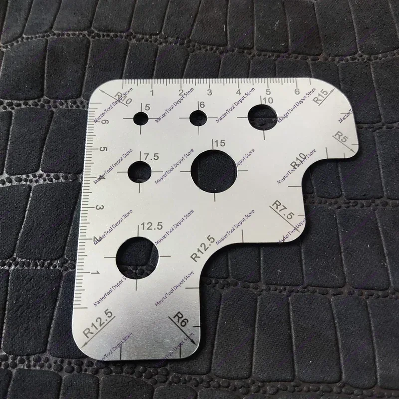 1 PC Leather Square Cutting Ruler Metal Drawing Tool Round Leather Punch DIY Handmade Template Suitable for Leather Crafting