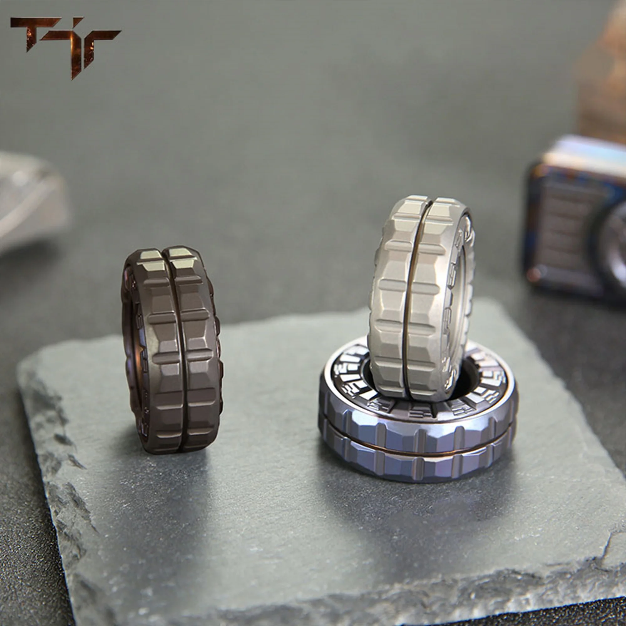 TJR Titanium alloy Mechanic Ring Paragraph EDC Decompression Metal Fingertip Gyro PPB Fidget Spinner