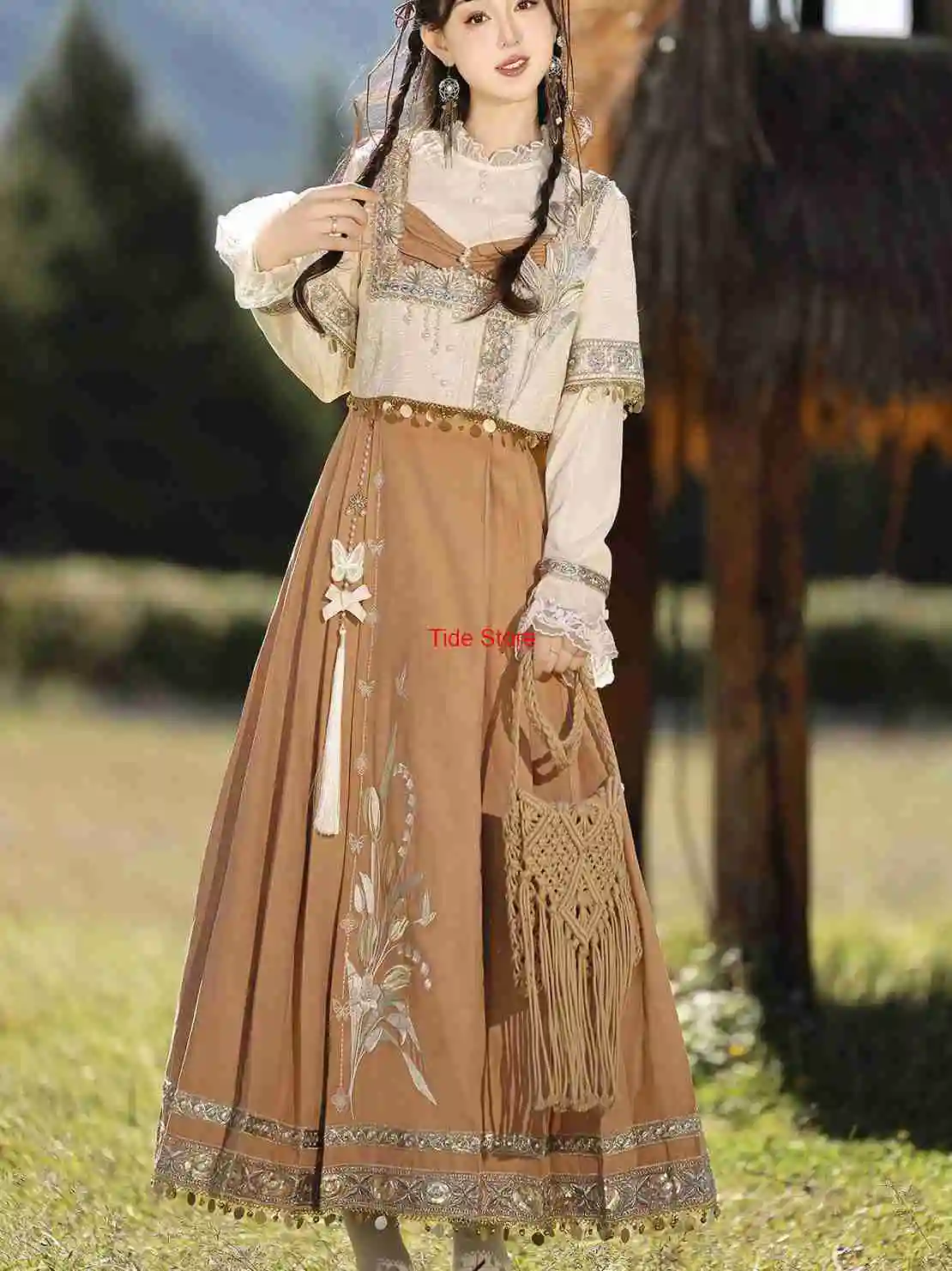 

Desert Yuxiang Improved Hanfu Han Element Dress Daily New Chinese Style Strap Dress Ancient Style Countryside Princess