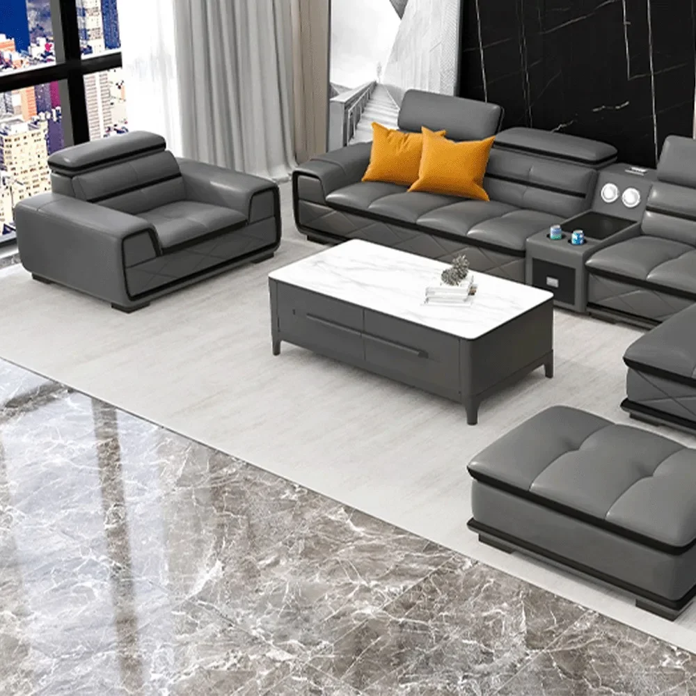 2026 Modern Living Room Sofas Light Luxury Leather Fabric Sectionals 7 Seater Adjustable Sofa Set