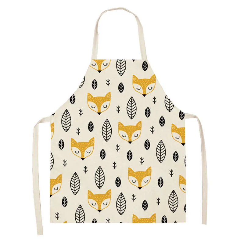 Fox Aprons Unisex Dinner Party Linen Nordic Cooking Bib Funny Pinafore Cleaning Aprons Home Accessory