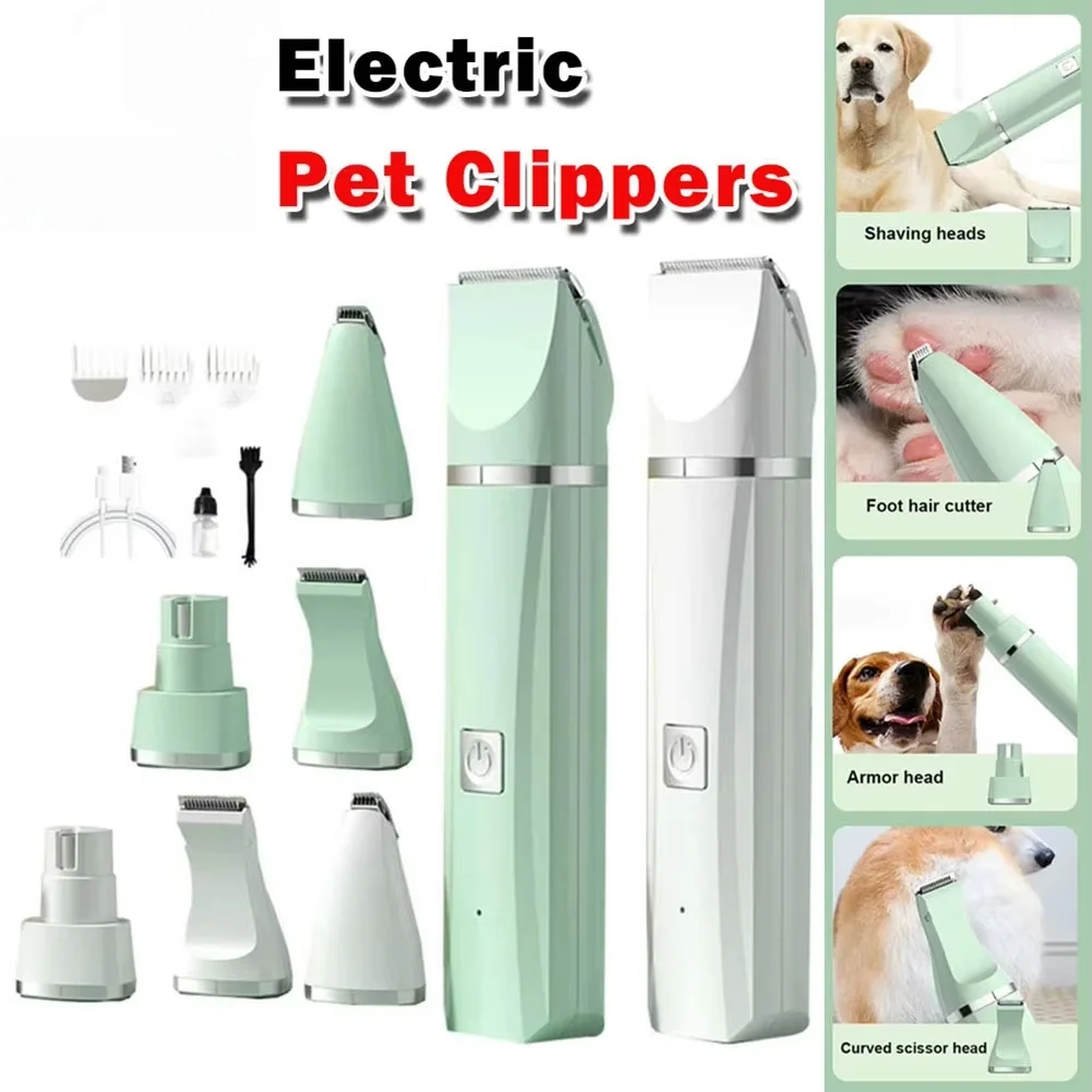 Juego de Herramientas Eléctricas Profesionales 4 en 1 para el Cuidado de Mascotas, Cortadora de Pelo para Perros, Recargable por USB, Recortadora de Pelo para Mascotas, Afeitadora, Suministros para Gatos