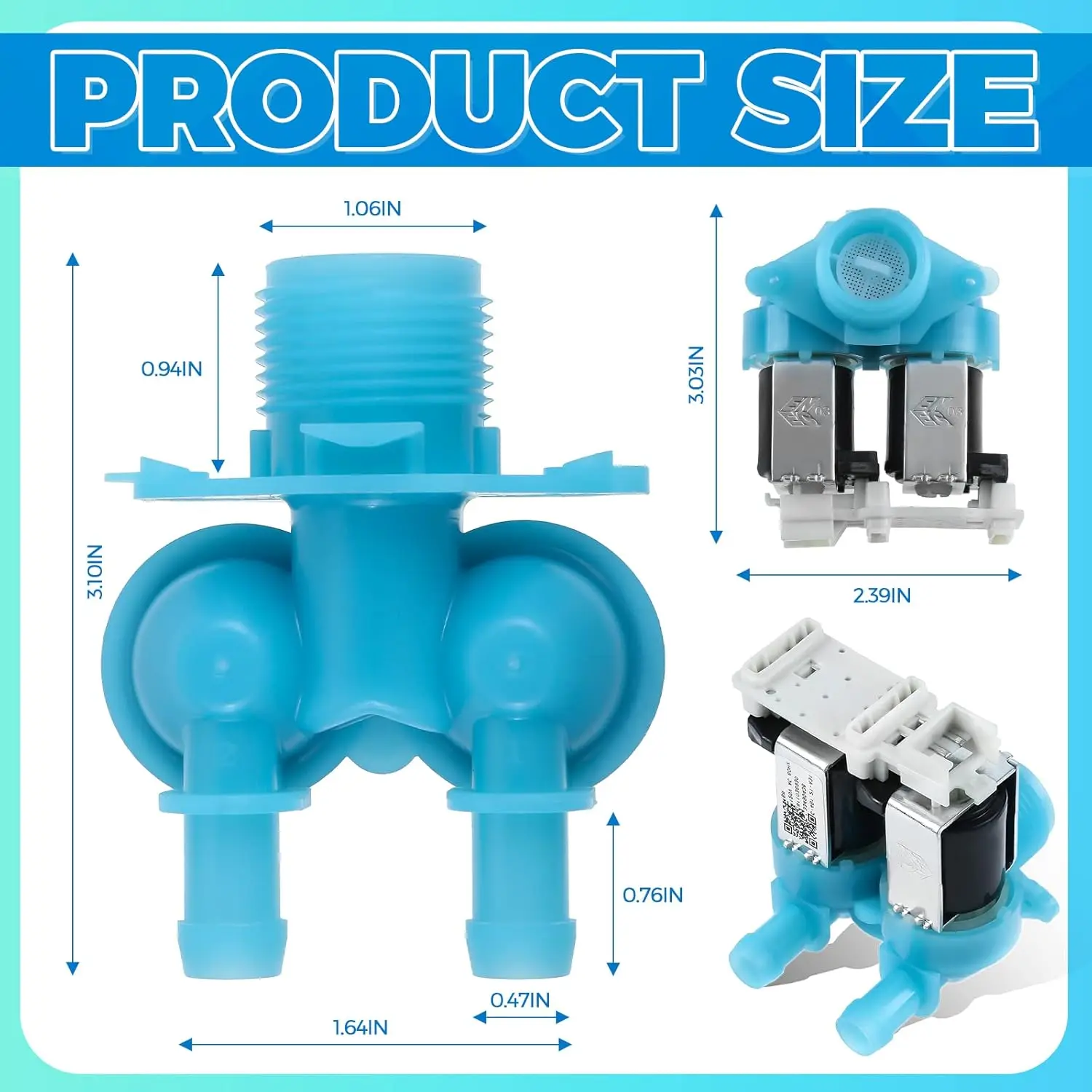 W11036930 Washer Water Inlet Valve Compatible with Whirlpool Upgrade Washing Machine Water Valve Replacement for W11316256