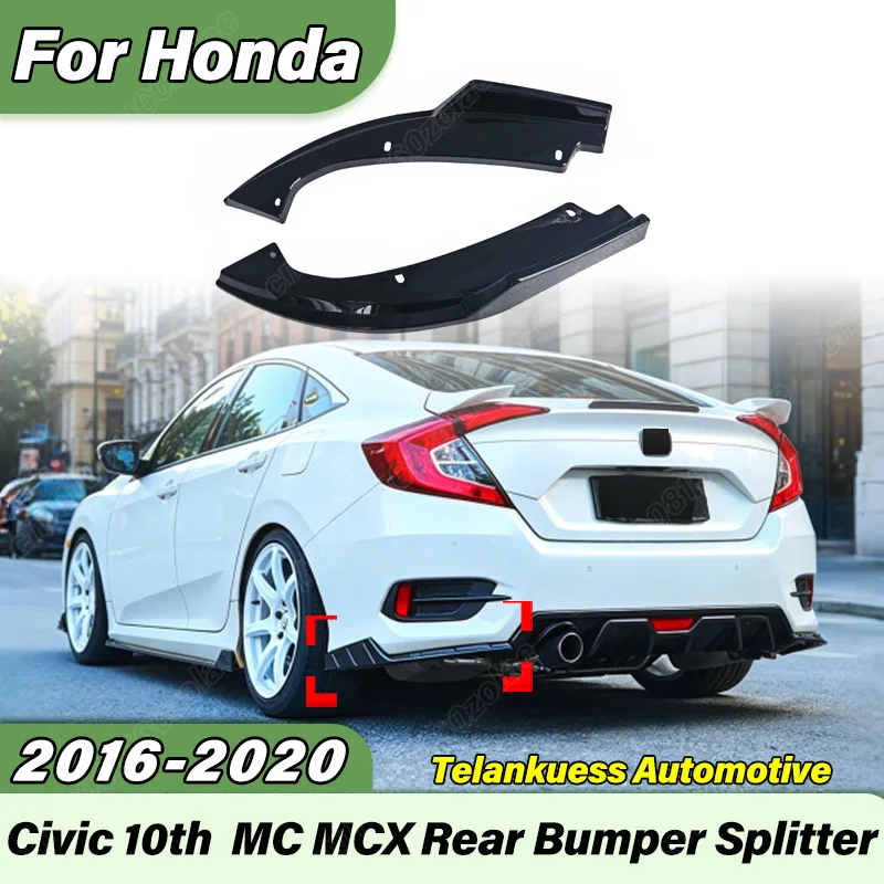 

For Honda Civic 10th Generation 2016 2017 2018 2019 2020 Car MC Style Rear Bumper Air Knife Sports Racing Spoiler Fins