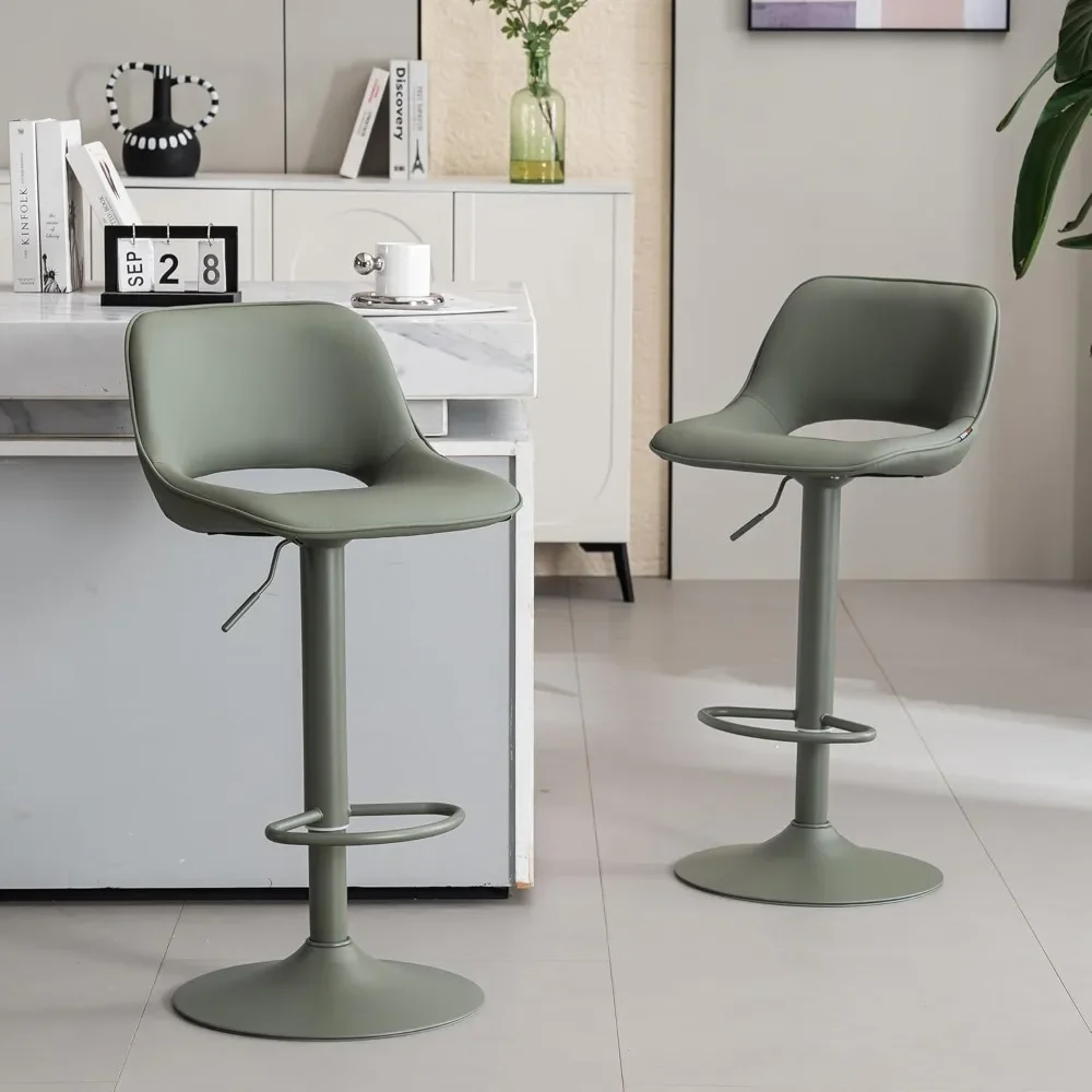 

Bar Stools Set of 2 Modern Swivel Barstools, Adjustable Counter Height Bar Stools Faux Leather Upholstered Counter Stools