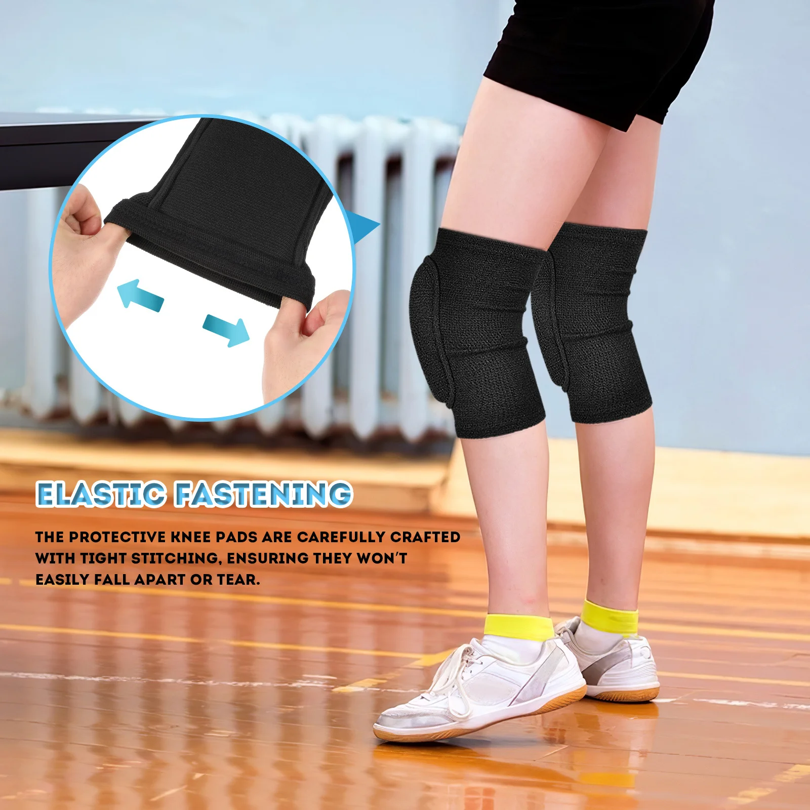 

1Pair Knee Pads Dance Knee Sleeves Protective Guards Size M Comfortable Breathable Support for Volleyball Football Basketball