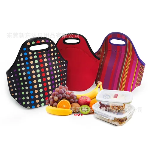 Imagen 1 del producto Bolsa de almuerzo portátil de neopreno, caja Bento con aislamiento térmico, bolsa enfriadora, contenedor de cena, Picnic, bolsas de almacenamiento de alimentos escolares para niños