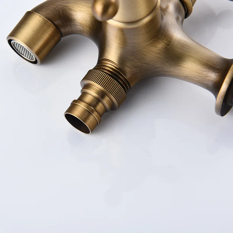 High Quality Total Brass  Brushed Double Using Washing Machine Faucet Bathroom Corner Faucet Tap Garden Outdoor Tap