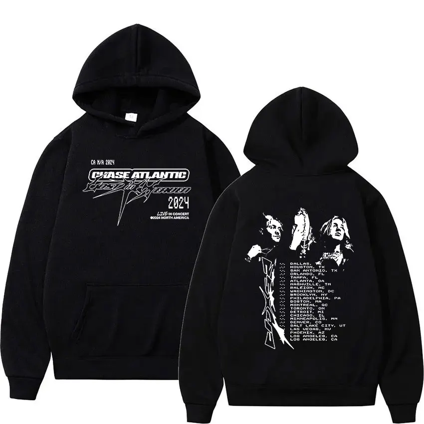 Chase Atlantic Lost in Europe and UK Tour 2024 Hoodie Men's Hip Hop Gothic Pullover Sweatshirt Retro Oversized Hooded Streetwear