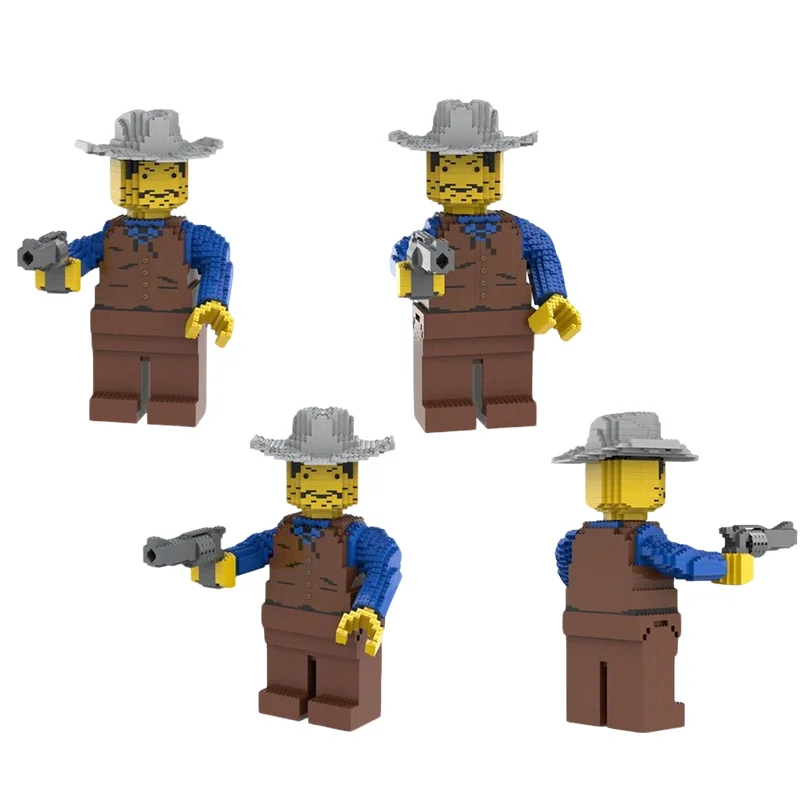 1858pcs MOC Maxi Figure Cowboy Revolver Model Building Blocks Toy Construction Christmas Gift Assemble Brick DIY Creative Kids