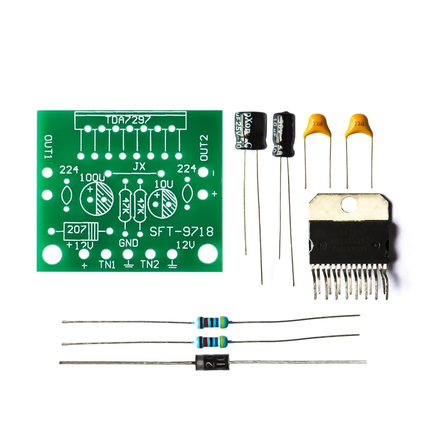 TDA7297 Placa Dupla Amplificador de Áudio, Kit Eletrônico DIY, Peças De Reposição, DC 12V, Grau 2.0, Codificação De Áudio, 15W, 1 Conjunto