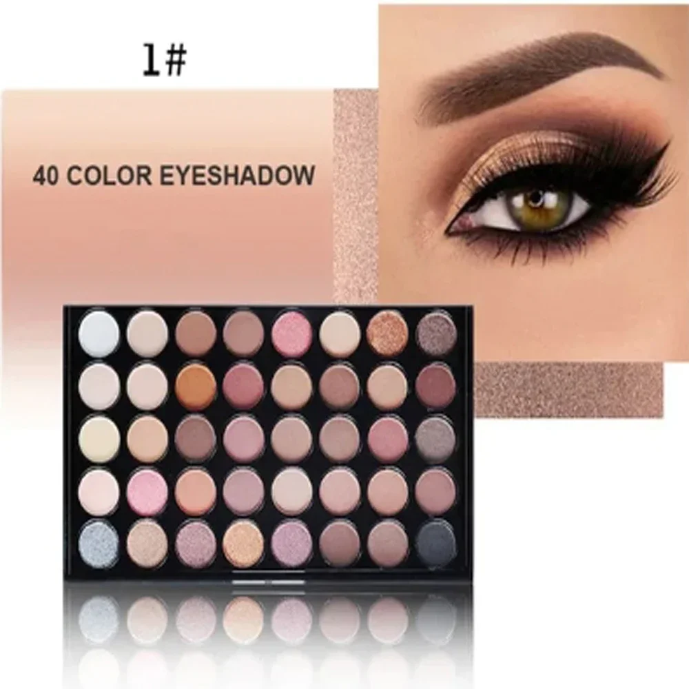 40 Colors Eyeshadow Makeup Palette Matte Shimmer Glitter Eye Shadow Lasting Waterproof Smoky Sequin Eye Makeup Cosmetic Beauty