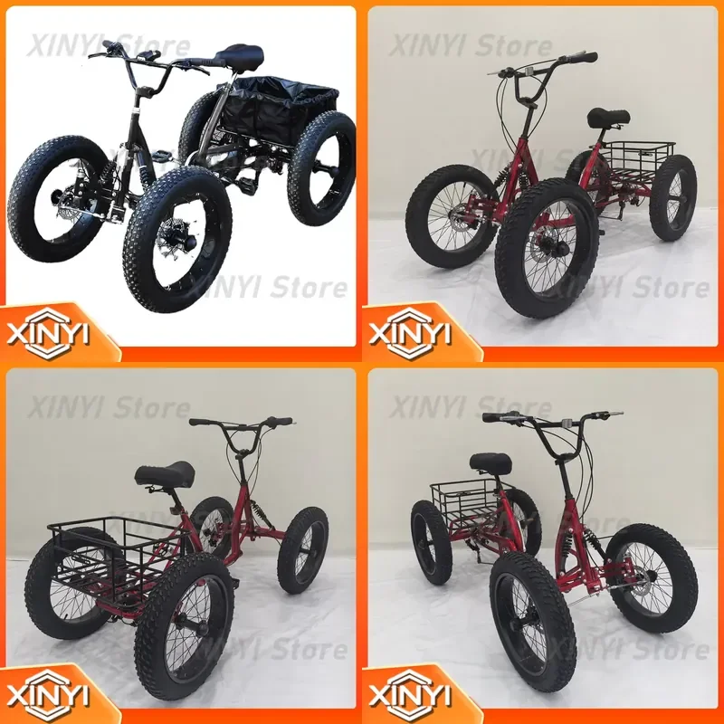 for 2025 Latest Tire Pedal Quad Bike Snow Quad 4 Wheel Bicycle Suitable for All Mid Drive Motor