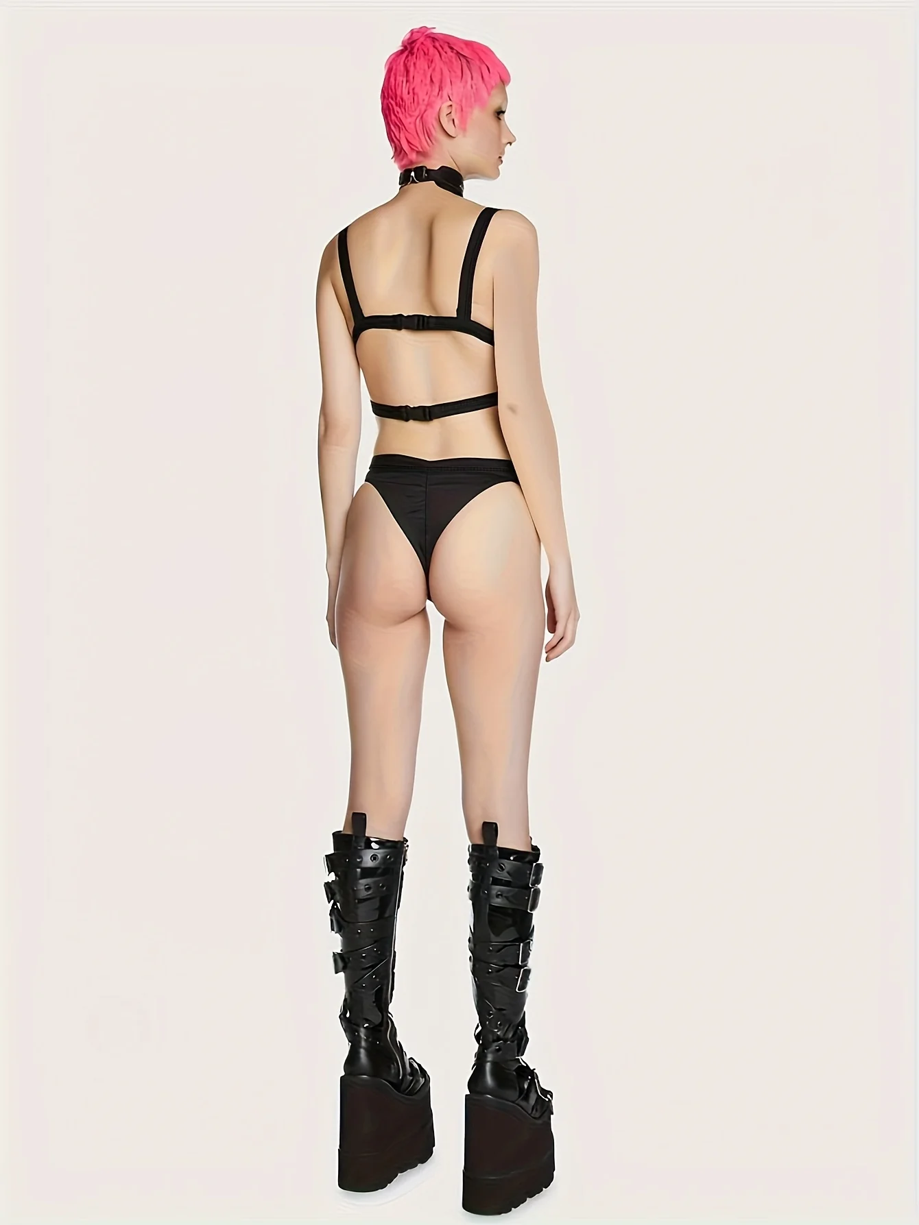 طقم بيكيني نسائي - تصميم مثير على شكل حرف V - طباعة لهب - نمط الشاطئ