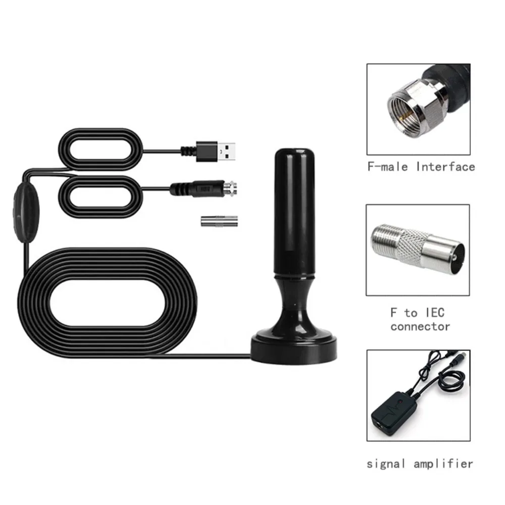 Enhanced 650+ Miles Range TV Antenna DTMB Digital HDTV with Magnetic Base&HD Cable, Indoor & Outdoor 4K Smart TV Local Channels,