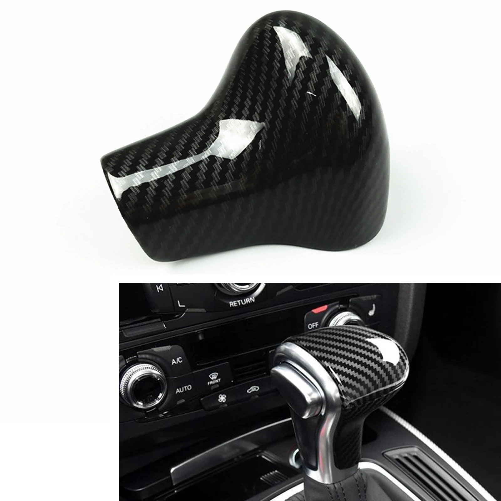 

For Audi A4L A6L A5 Q5 Q7 2013-2015 Gear Shift Knob Head Cover Carbon Fiber Look Left Drive Hand Knob Handle Shifter Cap Trim