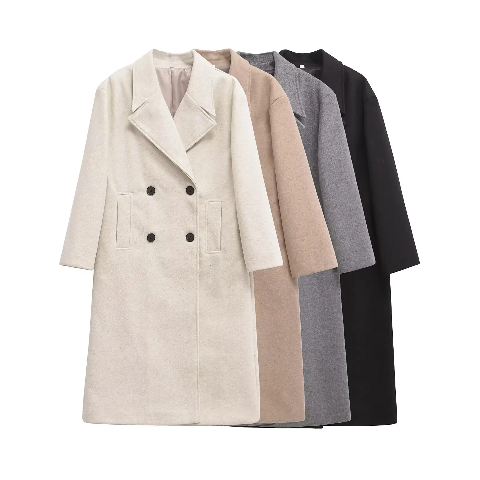 

ZAR осеннее новое женское модное свободное двубортное шерстяное пальто Street Sle Long Sve длинное волокно полиэфирного волокна