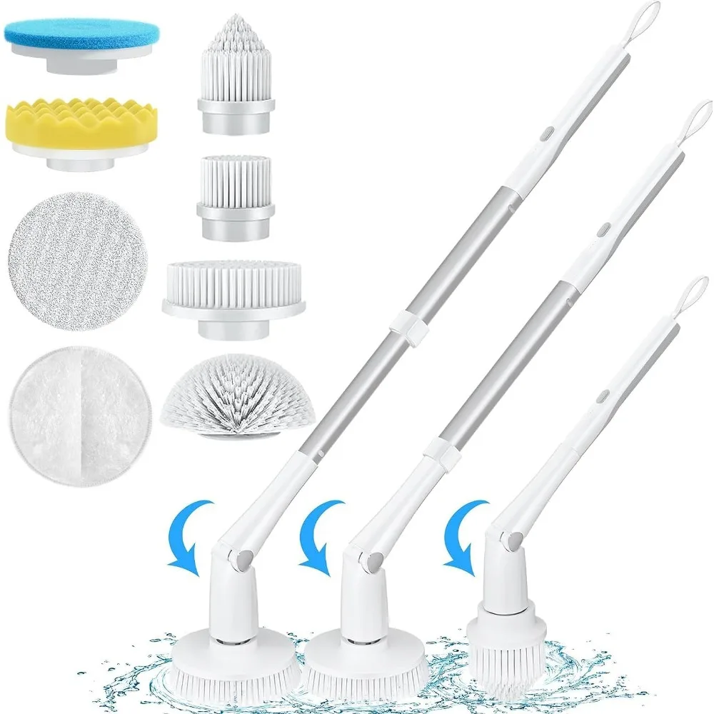 

HAOYUNMA Electric Spin Scrubber C2 Cordless Shower Cleaning Brush with 8 Replaceable Brush Heads for Bathroom Tub Tile