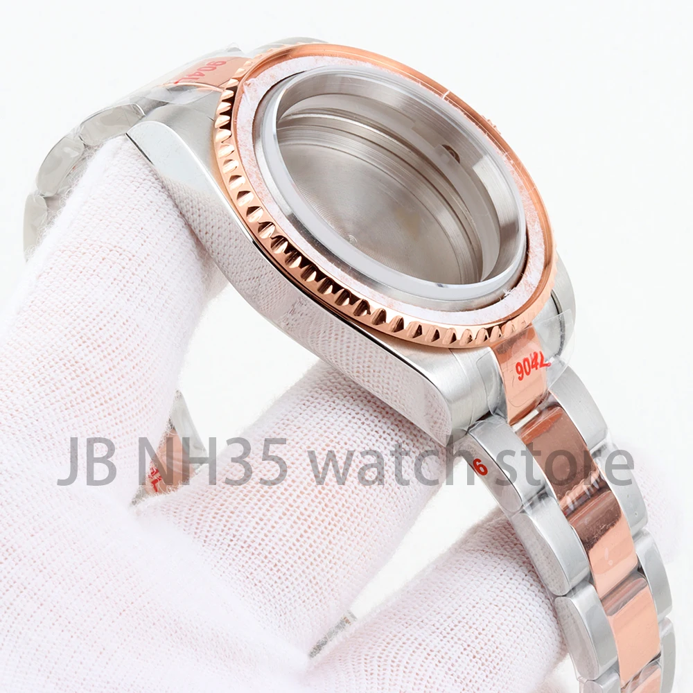 Gold/Rose Gold 40mm Watch Case 20mm Stainless Steel Oyster Strap for NH34 NH35 NH36 NH38 Movement Submariner 28.5mm Dial