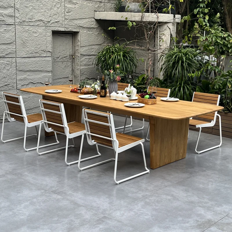

Outdoor teak dining table and chairs Outdoor Garden Hotel Courtyard Villa Homestay Solid wood table