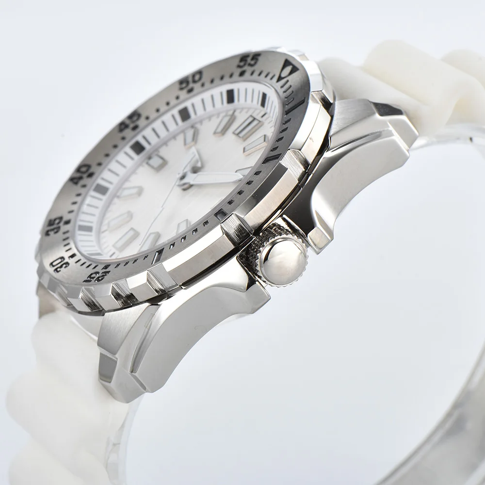 PARNSRPE NH35 44mm men's watch diving watch Bracelet 3.8 Crown sapphire crystal Calendar function Top Waterproof