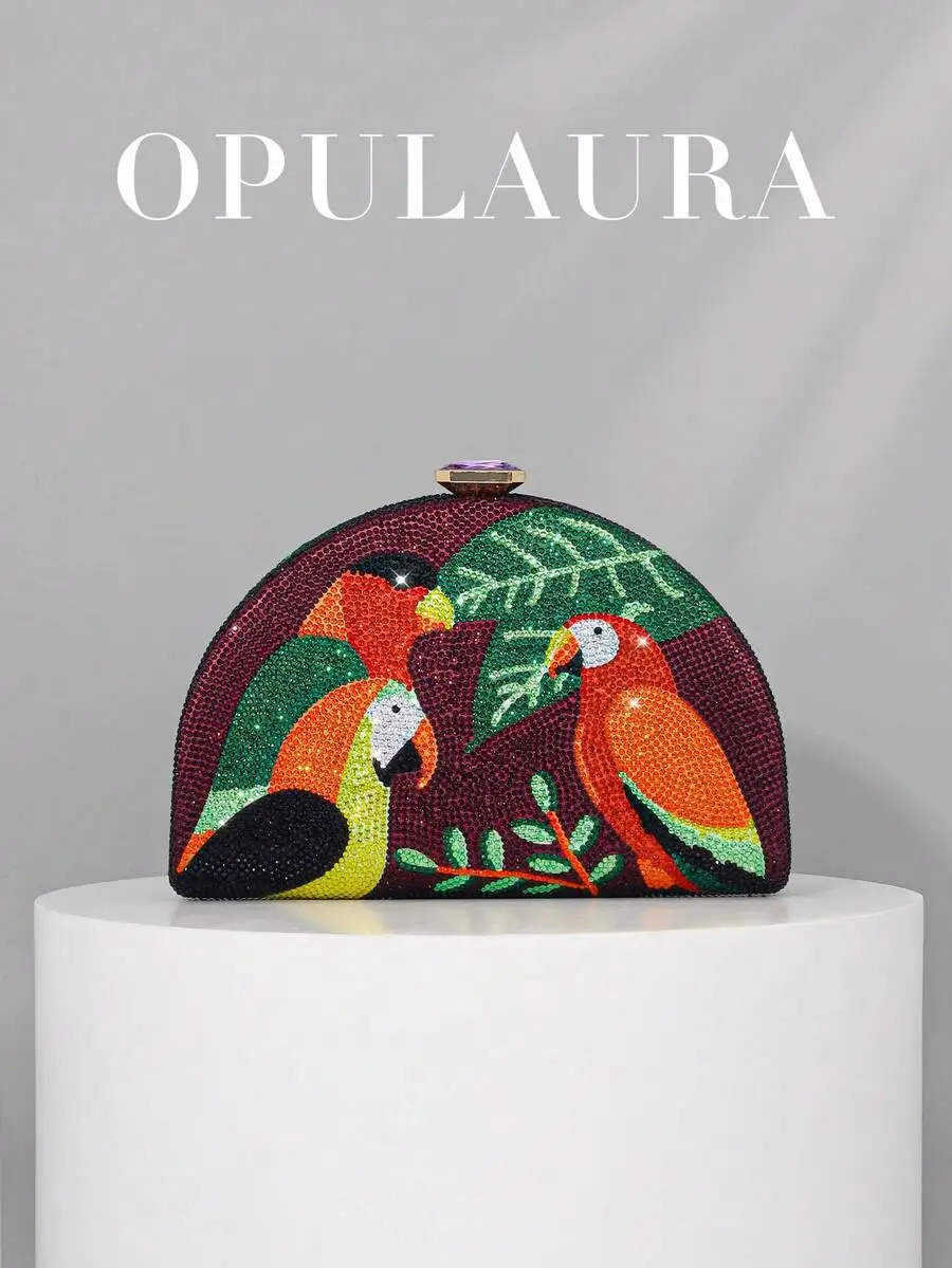 

Sparkling Parrot Rhinestone Clutch Bag For Women Party Wedding Evening Formal