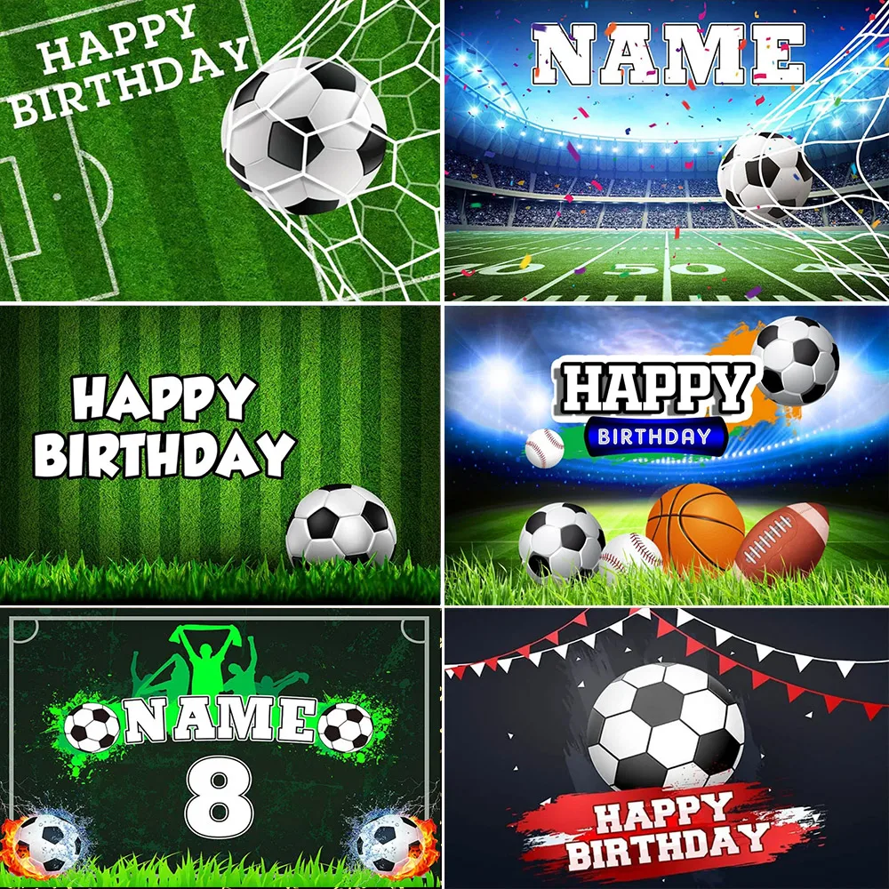 

Soccer Field Stadium Grassland Theme Football Boy Birthday Personalize Customize Name Backdrop Boy Newbron Portrait Photo Studio