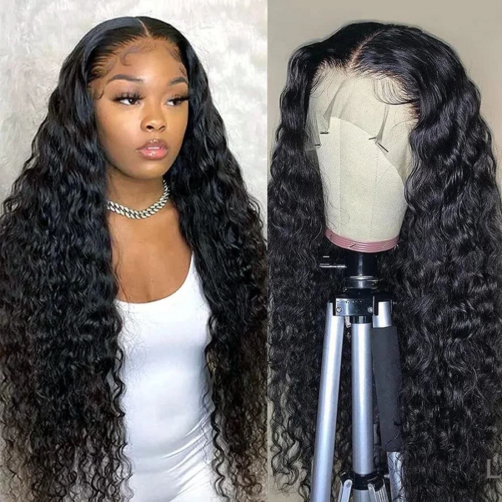 34 36 Inch Deep Wave Lace Front Human Hair Wig 13x6 HD Transparent Lace Frontal Wig Water Curly Wigs For Women Ueenly Hair