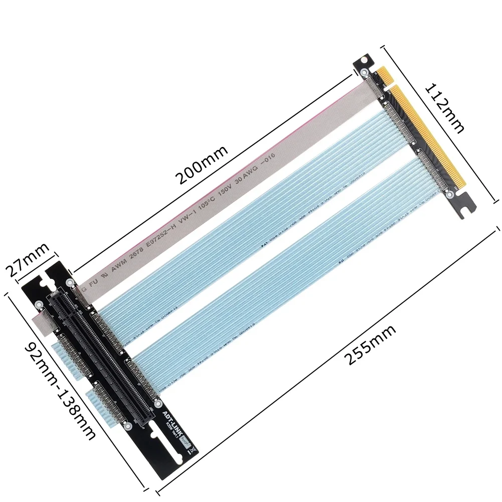 PCIe Riser Cable, 4.0 x16 PCI Express Riser Extender, Flexible High Speed 90 Degree GUP for ATX Graphics Card Vertical Mount