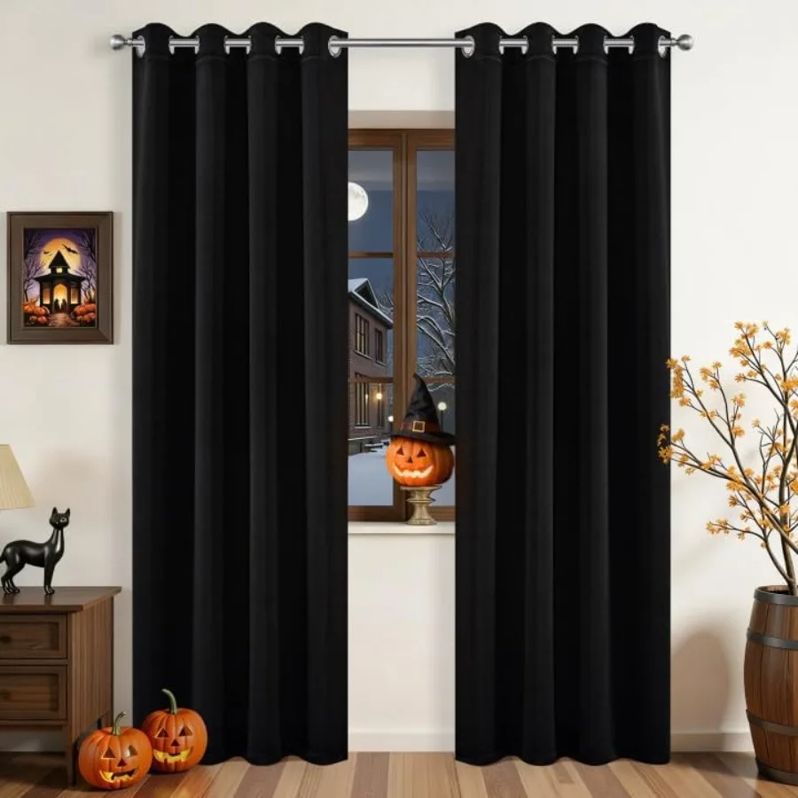 

Blackout Curtains for Bedroom 84 Inch Long Black Curtains with Grommets Noise Reducing Energy Saving WrinkleFree Drapes for Liv