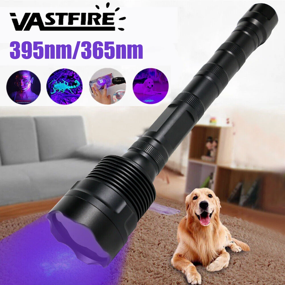 

60w UV Flashlight 365nm 395nm Torch LED UV Ultraviolet Flash Lamp For Pet Urine Stains Portable Black Light Violet Flashlights