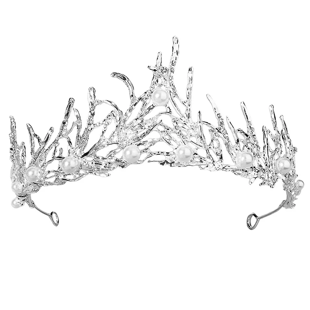 1Pcs Lightweight Vintage Crown for Bride Women Bridal Crown Wedding Hairpiece Retro Baroque Style Glittering Embellishments