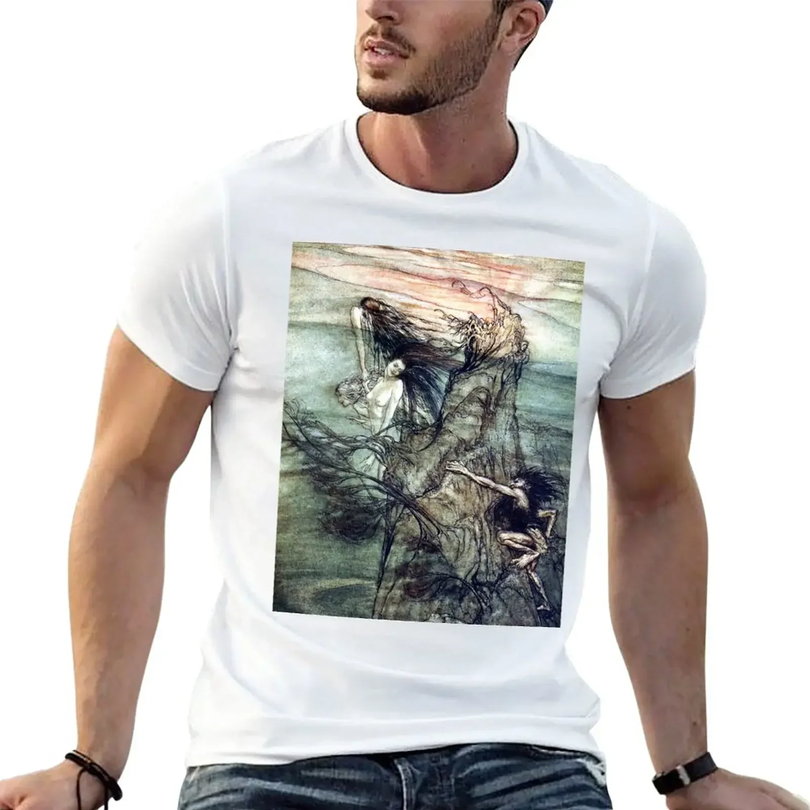 The Rhine Maidens tease Alberich - Arthur Rackham for The Ring of the Nibelung T-Shirt boys animal print shirt Men's t shirts.