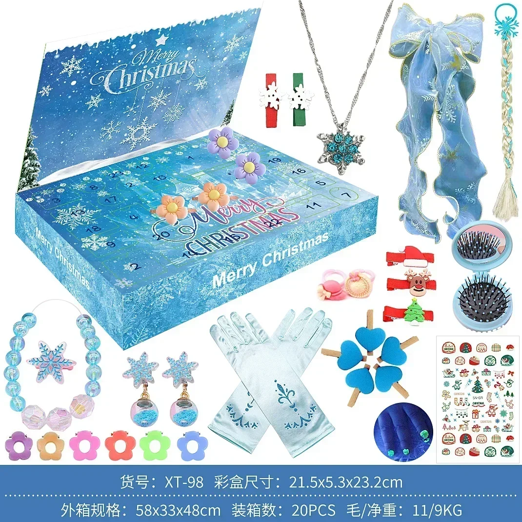 Christmas Advent Calendar box kids Mermaid dressup Cute Comb clip bag makeup set Countdown Calendar gift box Kids Toys