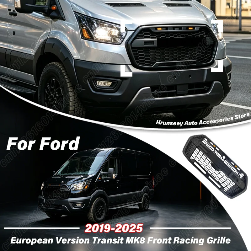 For Ford European Version Transit MK8 2019 2020 2021 2022 2023 2024 2025 Front Racing Grille Air Intake Radiator Grill Car Kit