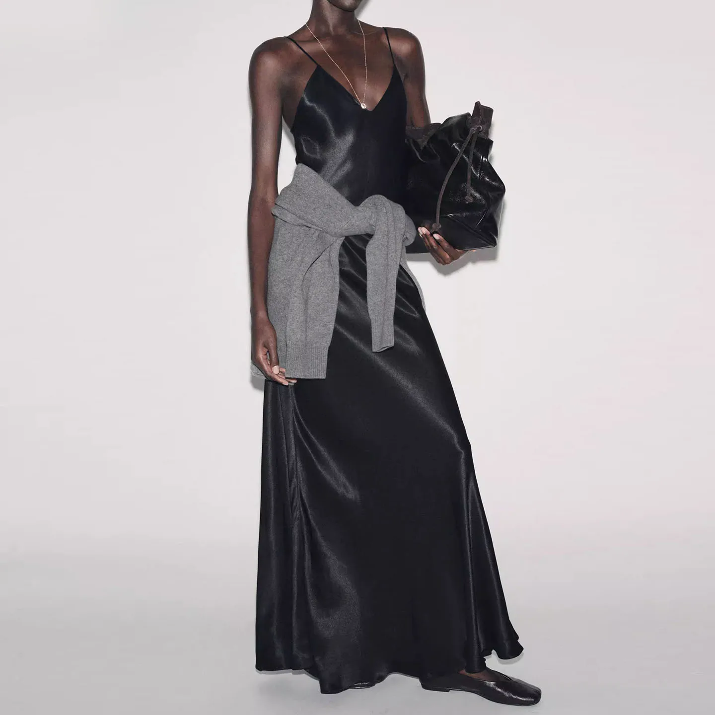 Faionable Svel V-Ne Dr Women's Sle Summer Autumn New Arrival Z Brand Casual Loose Fit Gown for Ladies