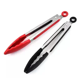 Food Tong Stainless Steel Kitchen Tongs Silicone Nylon Non-Slip Cooking Clip Clamp BBQ Salad Tools Grill Kitchen Accessories