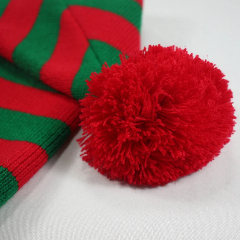 Adult Christmas Knitted Hat Elf Santa Beanies Santa Claus Red Green Striped Knitted Crochet Hat Merry Christmas Happy New Year