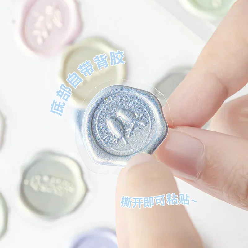 18pcs Transparent Envelope Seal Sticker Retro Gradient Floral Moon Star Style Wax Stamp Sticker DIY Decorative Scrapbook Sticker