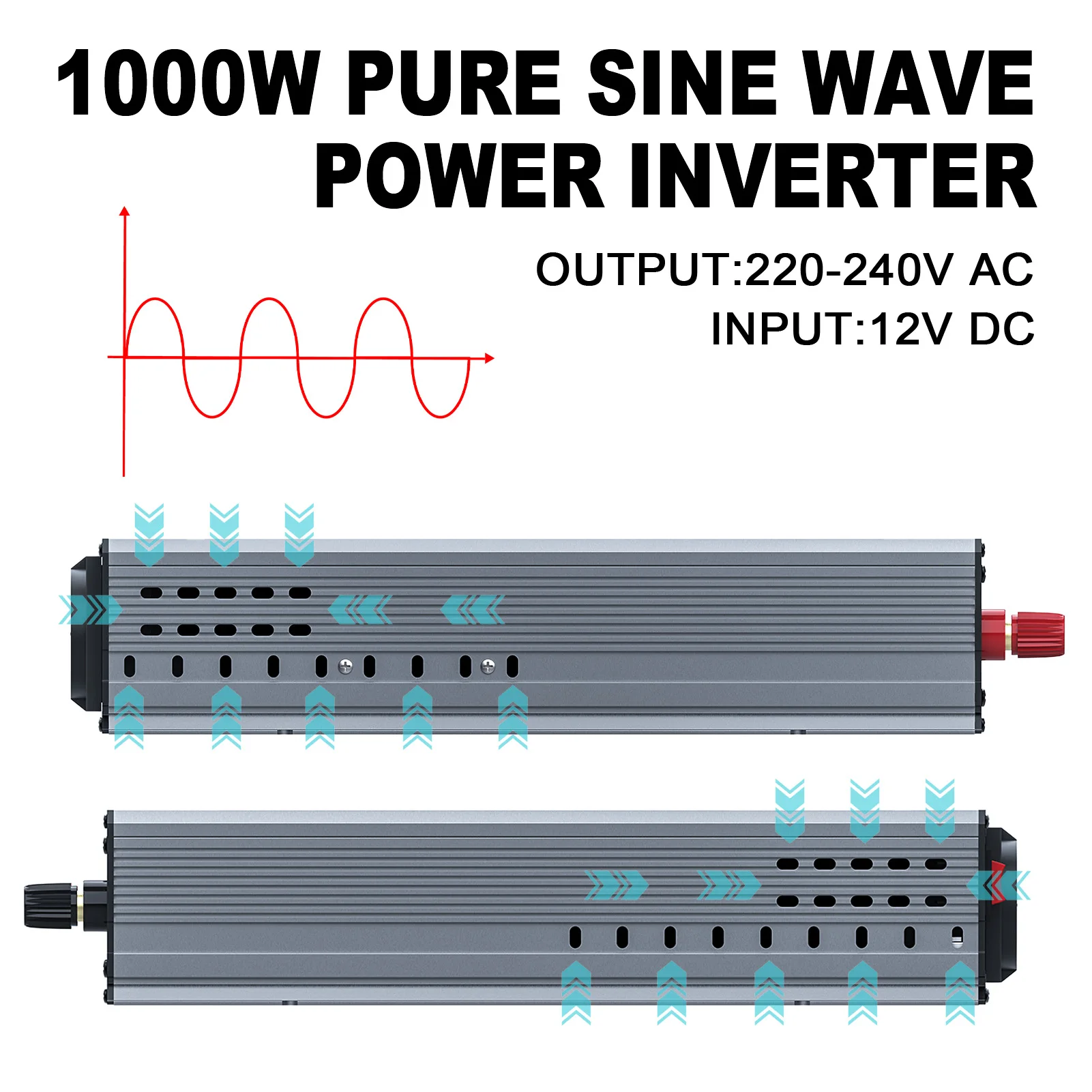 Imagem -02 - Datouboss Dnb Dng Inversor de Onda Senoidal Pura Dc12v para Ac220v Potência Contínua 1000w Inversor de Carro Portátil Eficiência de Conversão 90