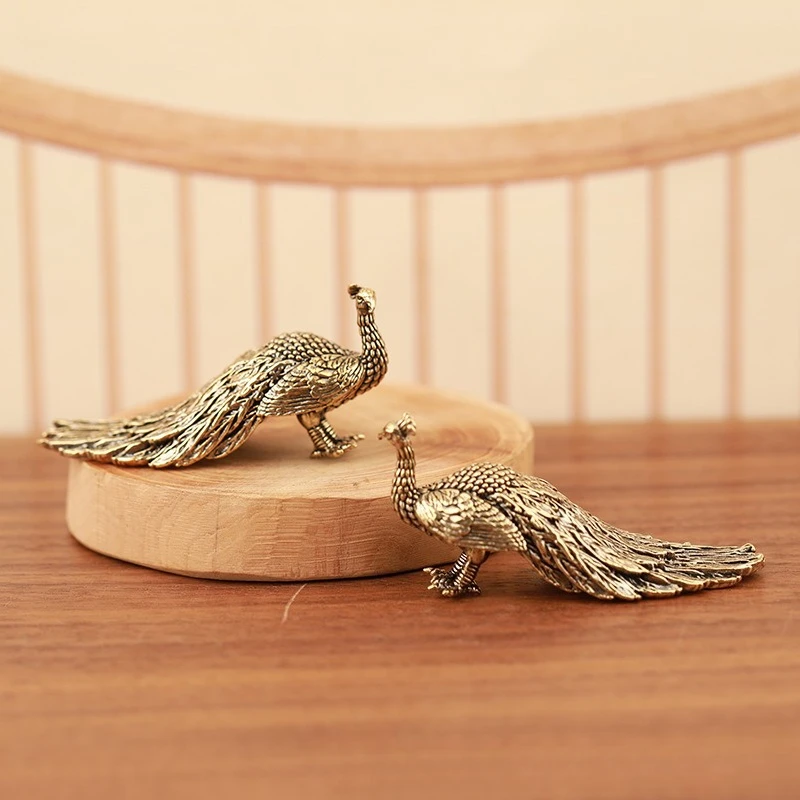 1pc Peacock Ornament Home Decor Statue Figure Brass Chinese Handicraft Decoration Small Brass Ornament