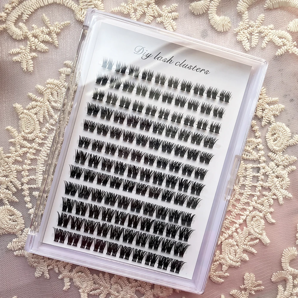 120pcs Cluster Lashes Natural Thick Large Capacity Ultra Lightweight Diy Natural Cat Eye 10-16mm False Eyelashes