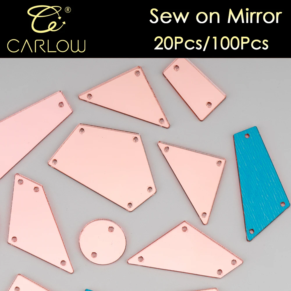 CARLOW Top Quality Pink Multi Shape Acrylic Mirror Crystals Flat Back Stones for Garment Accessories JP-010