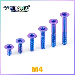 RTAMO Gr5 Titanium Bolt M4X8/10/12/15/20/25/30/35 Countersunk Torx Head Screw for Bicycle Motorcycle Car