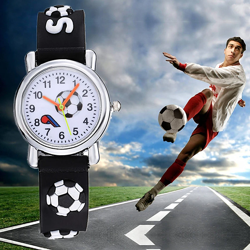 Fashion Cartoon Cute 3D Football Watch Boys Watches Kids Children Watches Silicone Sports Wrist Watch Quartz Clock Gifts for Kid