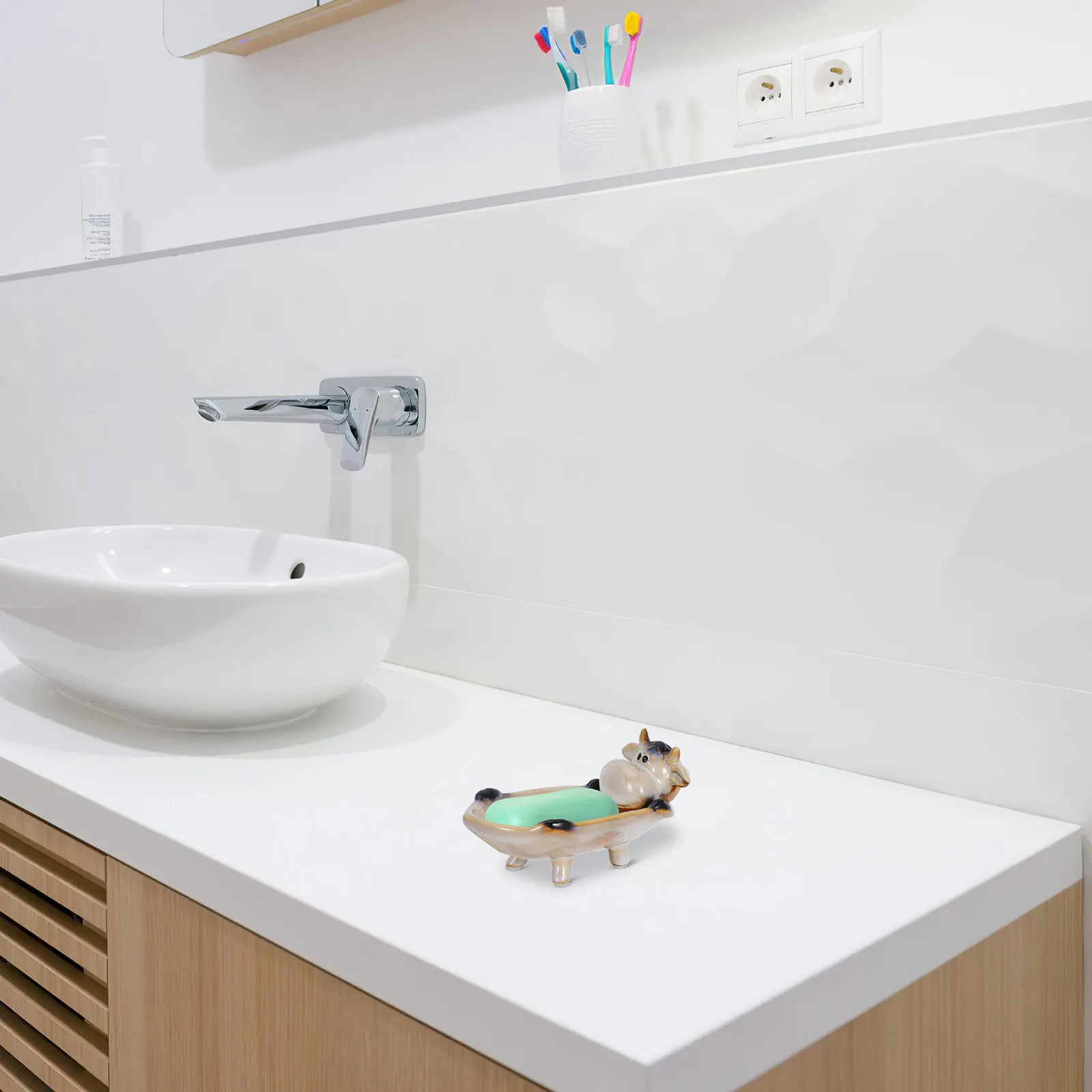 

Маленькая керамическая подставка для мыла с милым дизайном в виде животных, поддон для ванной и кухни для хранения мыла, губок, чистящих шариков, украшений